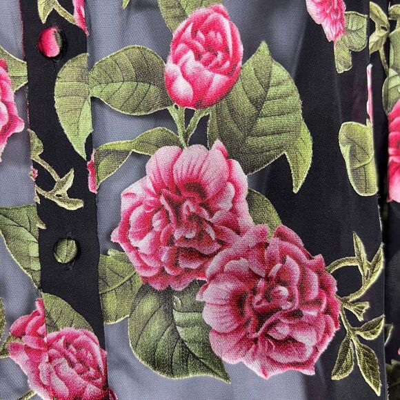 Alice Olivia Womens Floral Blouse Sz XS Silk Blend Button Down Sheer Romantic - Picture 3 of 12